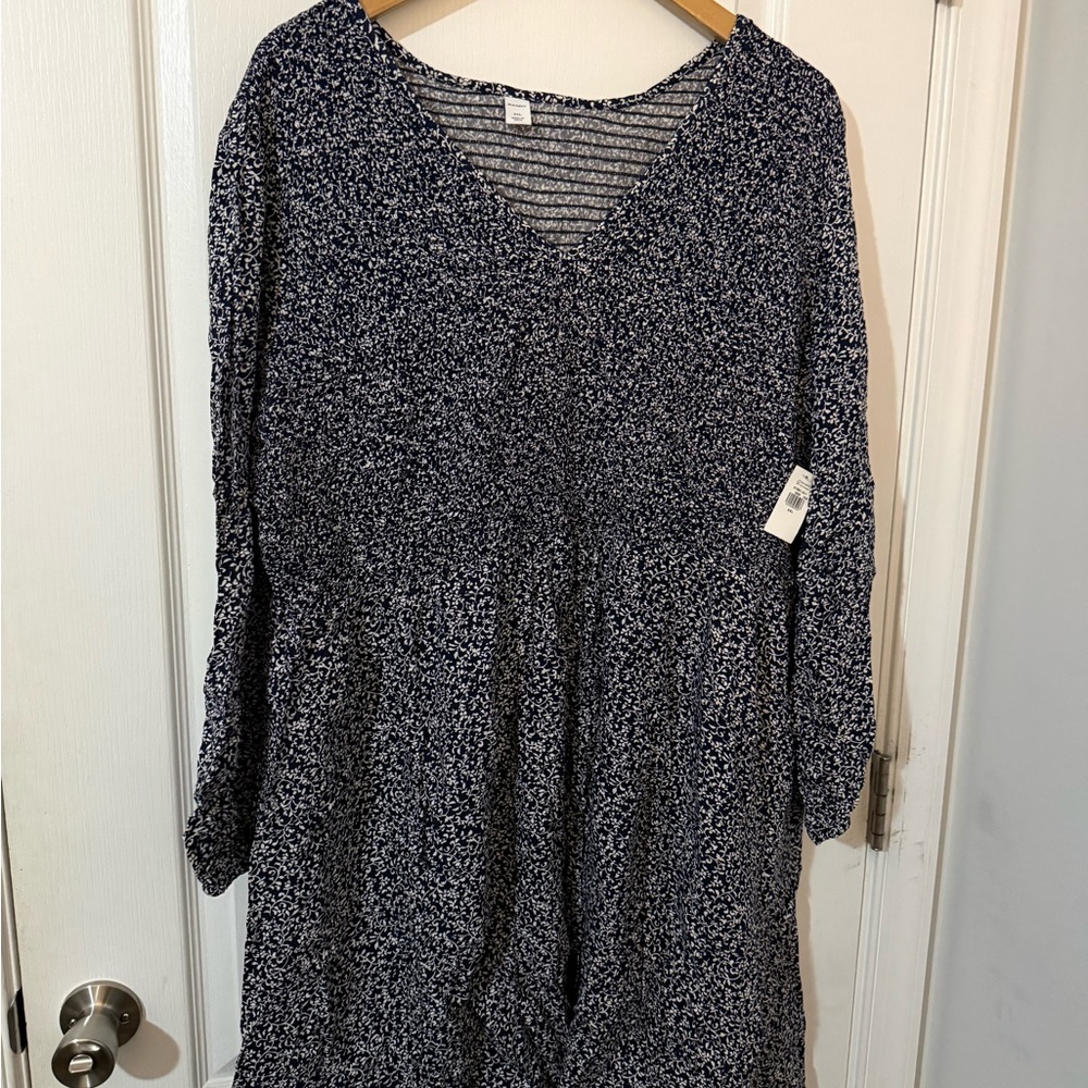 NWT Old Navy Blue & White Floral Dress 2x